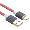 USB 2.0 Micro Data Cable Charger Gold Plated Red Braided 2.4A Fast Sync Cord