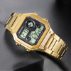 SANDA Steel Waterproof Multi-Functional LED Watch Square Fashion Electronic Watc