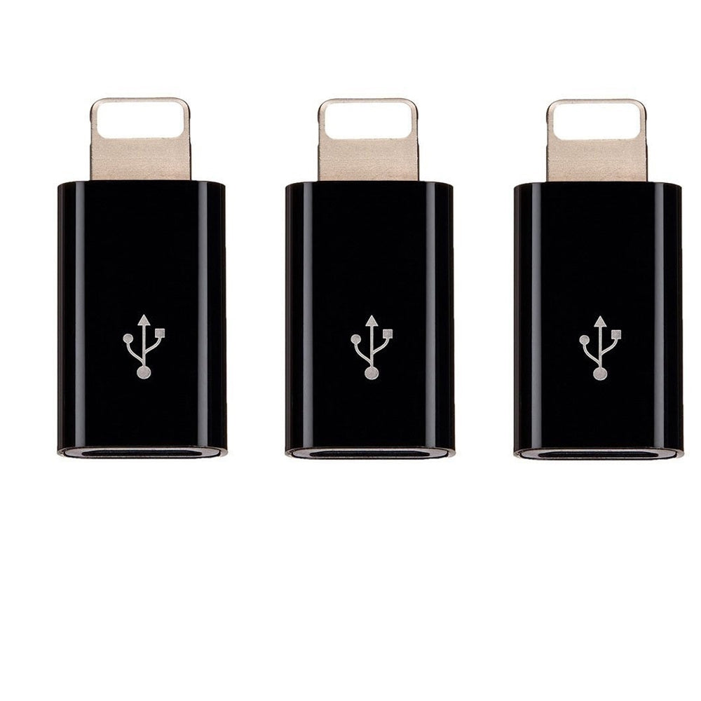 3pcs Micro USB to 8 Pin Adapte for Apple iPhone X/iPhone8/iPhone Plus/7/7 Plus/6 6S