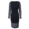 Women New Fashion Celebrity Style Long Sleeve Sheath Shift Party Wear to Work Office Bodycon Lace Pencil Dress