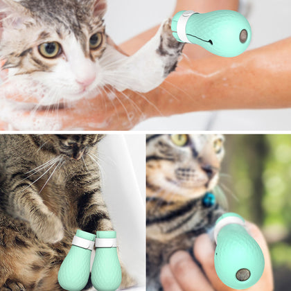 Adjustable Pet Cat Paw Protector Boots For Bath Washing Soft Silicone Anti-Scratch Cat Shoes Cat Grooming Supplies Cat Paw Cover