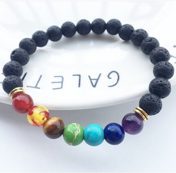 New 7 Chakla Healing Balance Beads Bracelet Yogas Life Energy Bracelet Lovers Casual Jewelry