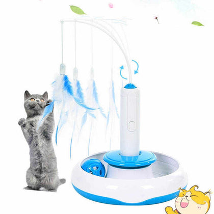 Pet Cat Toys Feather Teaser Detachable Electric Play with Cat 360 Spinning Chew Toys for Pets Puzzle Playing Toys