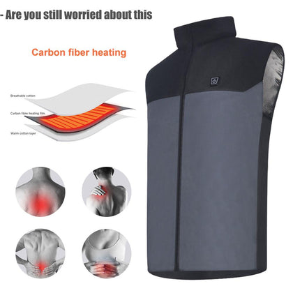 Unisex Outdoor USB Infrared Heating Vest  Winter Flexible Electric Thermal Clothing Waistcoat