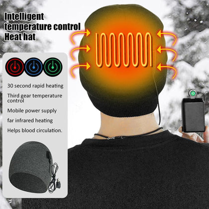 Intelligent Smart Heating Warm Hat Outdoor Ski Autumn and Winter Comfortable Models Knitted Electric Heating Hat