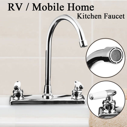 Xueqin Silver RV Double Handle Double Basin Kitchen Faucet Tap Single Hole Water Tap For Torneira Cozinha Cold And Hot Mixer Tap