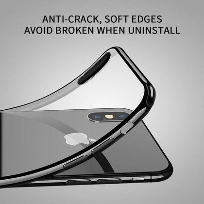 iHaitun Luxury Glass Case For iPhone XS MAX XR X Cases Ultra Thin Soft Side Cover For iPhone X 10 XS MAX Transparent Back Cover