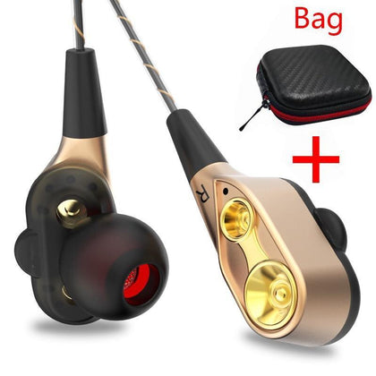 MUSTTRUE Super Bass Earphone Double Unit Drive In Ear Sport Headphones with Mic DJ Headset for Phone iphone Xiaomi Samsung MP3