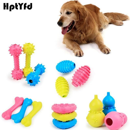 Dog Toy Pet Chew Rubber Bell Squeaky Sound Toys for Dog Funny Games Interactive Pacifier Bone Doggy Toy Dog Production