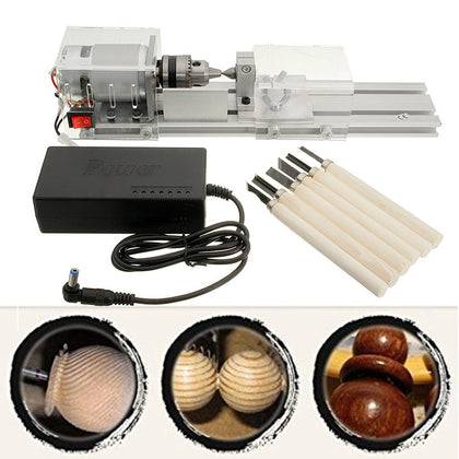 DC 24-36V 96W Mini Lathe Beads Machine Woodworking DIY Lathe Standard Set Buddha Beads Polishing Cutting Drill Rotary 110-220V