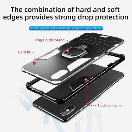 iHaitun Luxury Ring Holder Case For iPhone XS MAX XR Cases Armor Military Protector Back Cover For iPhone X 7 8 Plus Phone Cases