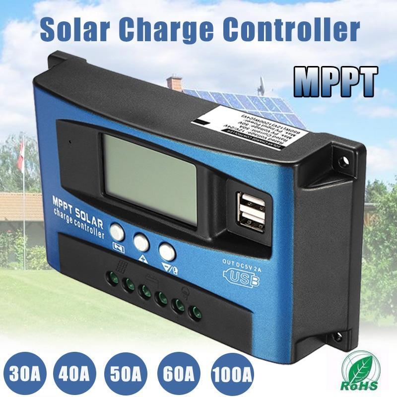 Mppt 30/40/50/60/100A Solar Charge Controller 12V 24V Auto Lcd Display Controller With Load Dual Timer Control