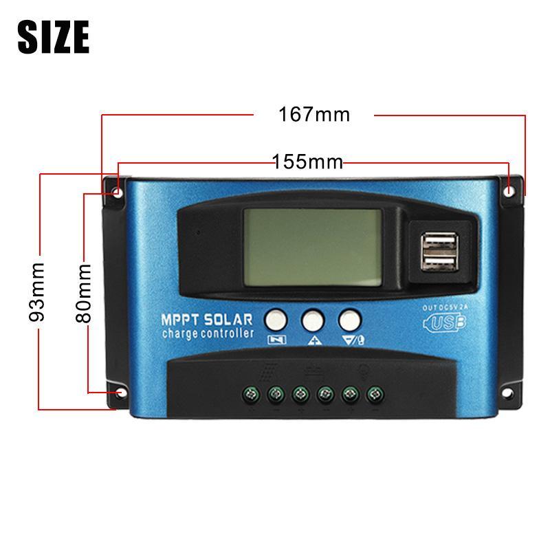 Mppt 30/40/50/60/100A Solar Charge Controller 12V 24V Auto Lcd Display Controller With Load Dual Timer Control