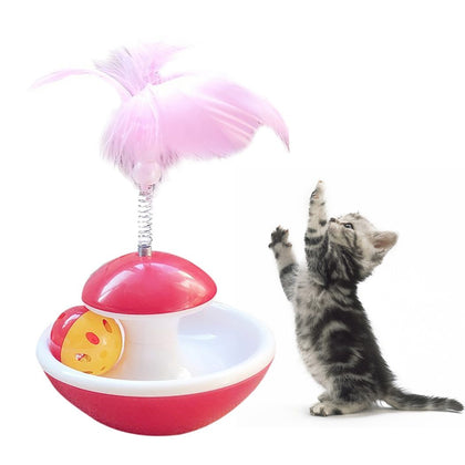 Pet Cat Kitten Toy Rolling Scratching Ball Funny Cat Kitten Play Dolls Tumbler Ball Pet Cat Toys Interactive Feather Ball Toy