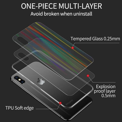 iHaitun Luxury Laser Glass Case For iPhone XS MAX XR X Cases Ultra Thin Transparent Back Glass Cover For iPhone XS MAX Soft Edge