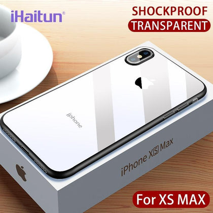 iHaitun Luxury Transparent Case For iPhone XS MAX XR X Cases Lens Ultra Thin Shock Proof Cover For iPhone X 10 XS MAX Soft Edge