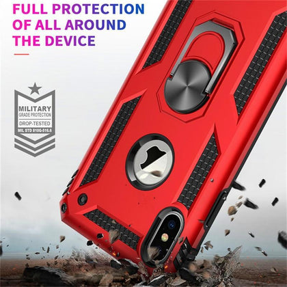 Shockproof Armor Kickstand Phone Case For iPhone XR XS Max X 6 6S 7 8 Plus Finger Magnetic Ring Holder Anti-Fall Soft Edge Cover