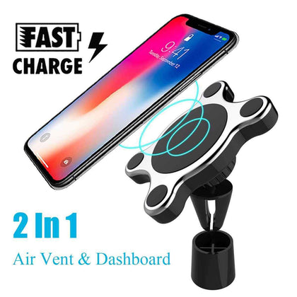 Magnetic Qi Wireless Charger Car Air Vent Mount Dashboard Stand For Samsung Wireless Charging Phone Holder For iPhone 8 Xs Max X