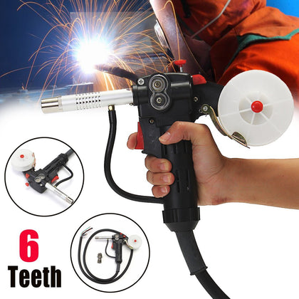 Toothed 6 Feet MIG Welding Spool Gun Push Pull Feeder Aluminum Steel Welding Torch +2m Wire Cable