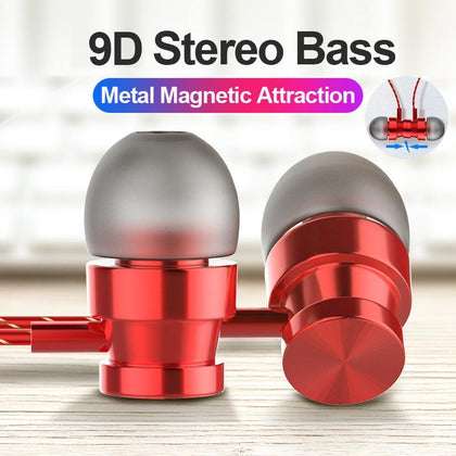 Metal Magnetic Headphone 3.5mm In Ear Earphone Wired  Earpiece With Mic Stereo Headset For Samsung Xiaomi Phones Kulaklik Earbud