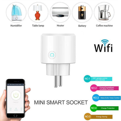 Mini Smart Plug Wifi Socket Wireless Phone Remote Control Switch Smart Timer Plug Outlet Socket Work with Google Assistant IFTTT