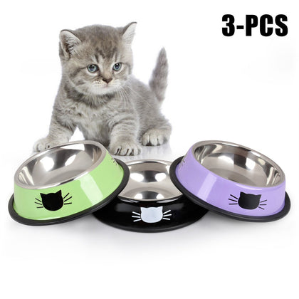 New Pet Product For Dog Cat Bowl Stainless Steel Anti-Skid Pet Dog Cat Food Water Bowl Pet Feeding Bowls Tool Pet Feed Supplies