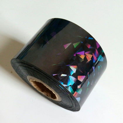 100*4cm Fashion Nail Foil Sticker Holographic Black Broken Glass Transfer Film Lady Must DIY Nail Art Decals