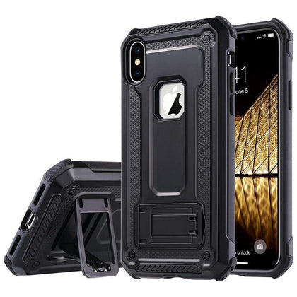 Hybrid Dual Layer Hard TPU+PC Kickstand Phone Case For iPhone XS Max XR X 6 6S 7 8 Plus Shockproof Anti Slip Protective Cover