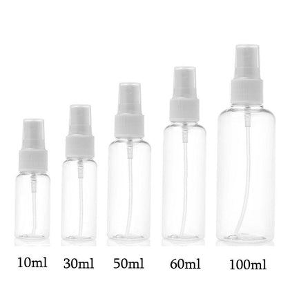 5pcs Portable small Transparent Plastic Empty Spray Bottle Refillable Bottles 10ml/30ml/50ml/60ml/100ml