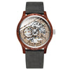 Ik Colouring Men Watch Fashion Casual Wooden Case Crazy Horse Leather Strap Wood Watch Skeleton Auto Mechanical Male Relogio