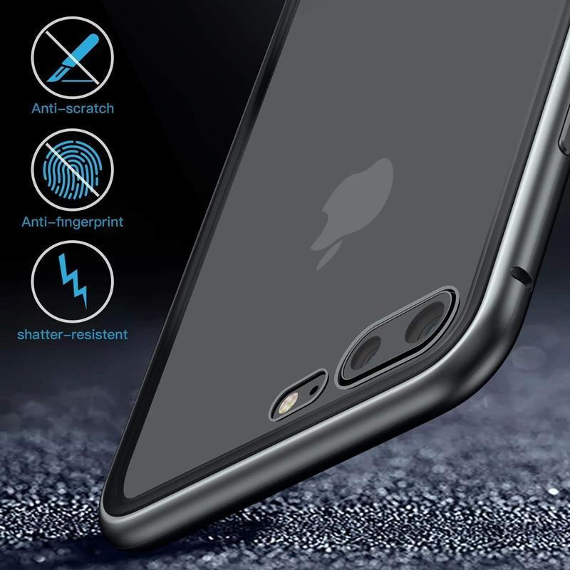 Luxury Magnetic Adsorption Phone Case For Iphone X Xs Max Xr 8 7 6 S Plus Metal Magnet Absorption Tempered Glass Flip Cover Capa