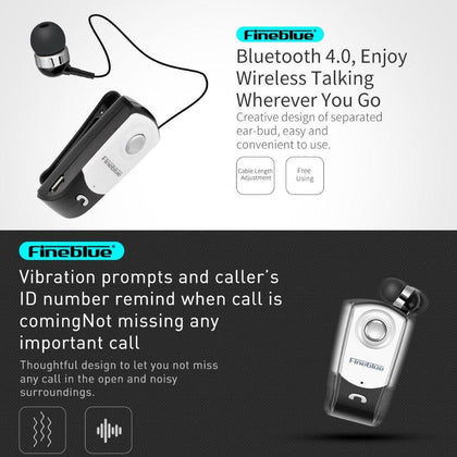 FineBlue F960 Wireless Driver Bluetooth V4.0 Headphone Call Vibration Remind Noise Canceling Wear Clip Driver Headphone with Mic