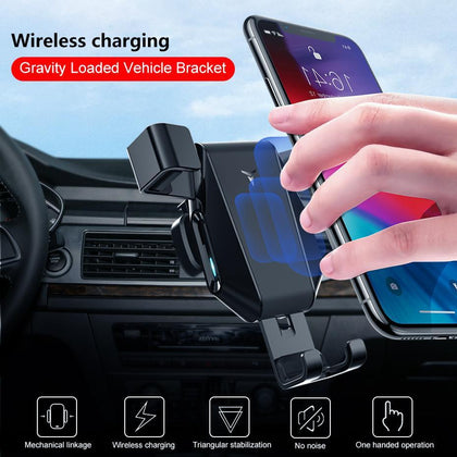 FastDeng gravity car holder for iphone 8 8plus X XR XSMax automatic wireless phone charger for Samsung S6 S7 S8 S9 Note8 Note9