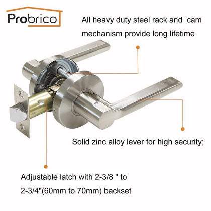 Probrico Stainless Steel Entrance/Privcy/Passage Door Lock Satin Nickel Door Knob Door Handle DL1637SN