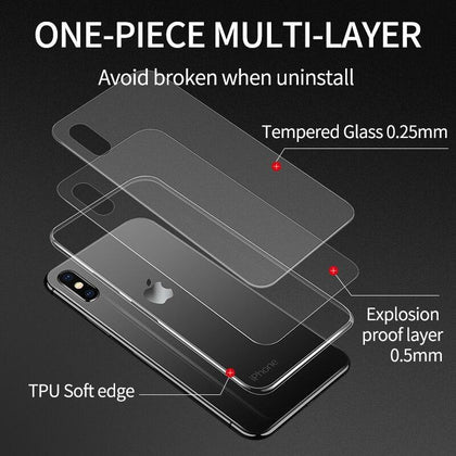 iHaitun Luxury Glass Case For iPhone X XR XS MAX Cases Ultra Thin Transparent Back Cover Case For iPhone 7 8 X 10 Soft Edge Slim