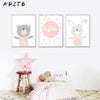 Nditb Cartoon Animal Canvas Painting Nursery Prints Personal Name Custom Poster Wall Picture Nordic Baby Girl Room Decoration
