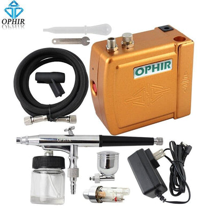 OPHI Cake Tools 0.3mm Dual Action Airbrush Kit With Air Compressor For Art Hobby Paint Cake Decoration Kits _AC003+AC005+AC011