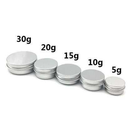 5Pcs 5g/10g/15g/20g/30ml Empty Aluminum Jars Refillable Cosmetic Bottle Ointment Cream Sample Packaging Containers Screw Cap