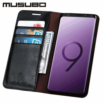 Musubo Business Luxury Case For S10e+ S8 Genuine Leather Flip Cases Cover for Samsung Galaxy Note 8 5 Wallet Bag S9 Plus S7 Edge