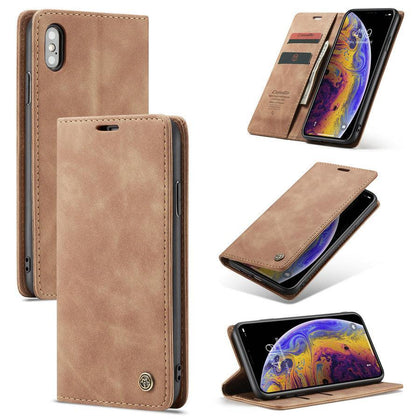 CaseMe Original Leather Wallet Case For iPhone 8 7 6 Plus Magnetic Credit Card Money Slot Retro Wallet Case For iPhone xs max xr