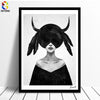 Nordic Cuadros Posters And Prints Black White Wall Art Canvas Painting Girl Picture For Living Room  Scandinavian Home Decor
