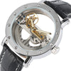 Luxury Hollow Automatic Watch Mechanical Men Black Leather Wrist Watches Transparent Skeleton Business Casual Self Wind Clock