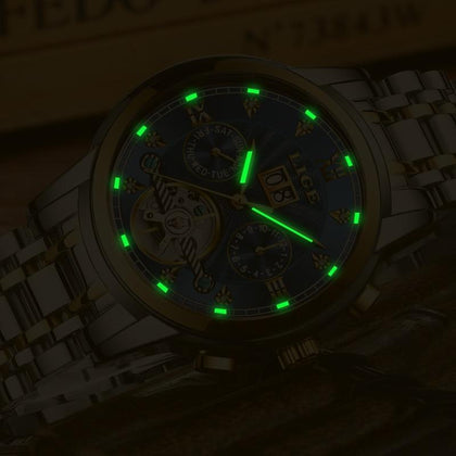 New LIGE Men Watches Male Top Brand Luxury Automatic Mechanical Watch Men Waterproof Full Steel Business Watch Relogio Masculino