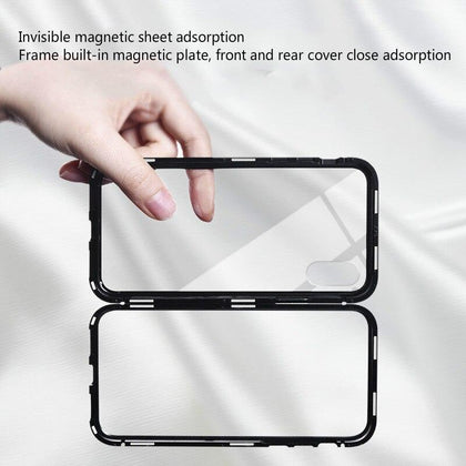 Magnetic Adsorption Case For iPhone X XS XMAX Anti-knock Tempered Glass Cover For iPhone 6 7 8 Plus Metal Frame Full Protective