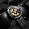 Ik Colouring Mens Watches Mesh Braided Stainless Steel Band Automatic Mechanical Male Clock Skeleton Steampunk Relogio Masculino