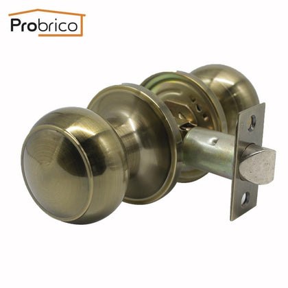 Probrico Keyless Passage Lock Antique Interior Bronze Door Locks Flat Ball Round Door Handles Vintage Passage Door Knob Hardware