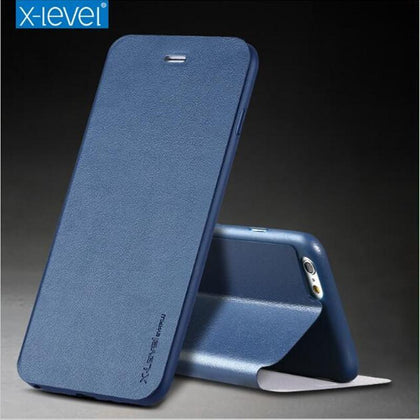 X-Level Ultra Thin Leather Flip Phone Case For iPhone 6 Case iPhone 8 7 Plus Stand Holder Protectiv Cover For iPhone X XS Max XR