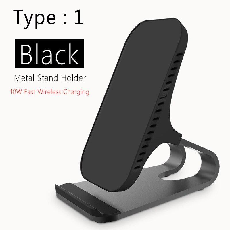 Qi Wireless Charger Metal Aluminum Stand Holder Fast Charing For Iphone X Xs Max Samsung S8 S10 9 Adaper Wireless Qucik Chargers