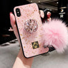 Luxury Cute Color Pink Transparent Glitter Marble 3D Diamond Bracket Cute Silicone Phone Case For Iphone X Xr Xs Max 7 8 Plus 6S