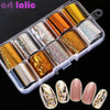 1 Box Holographic Nail Foil Set 2.5*100Cm Gold Silver Holographic Transfer Sticker Laser Diy Manicure Starry Sky Decals